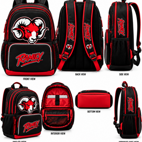 Ramily Embroidered Ram Logo Campus Backpack