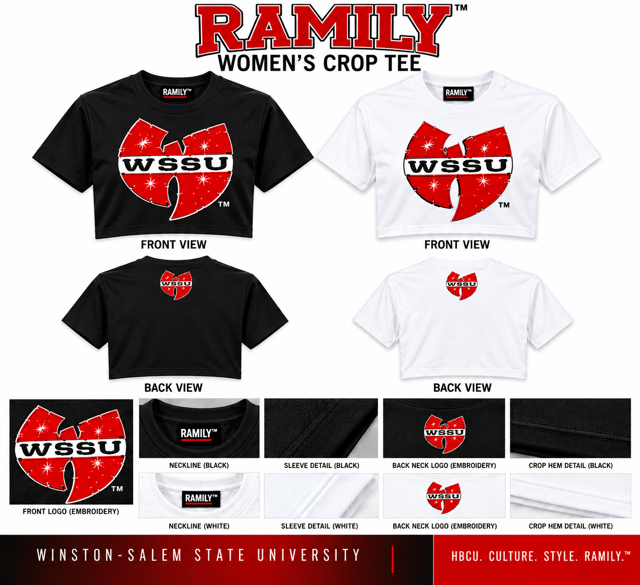 Ramily Women's Embroidered Crop Tee