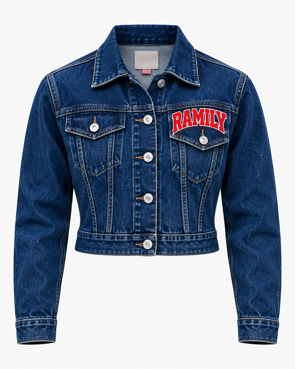 Ramily Women's Cropped Embroidered Denim Jacket 1892