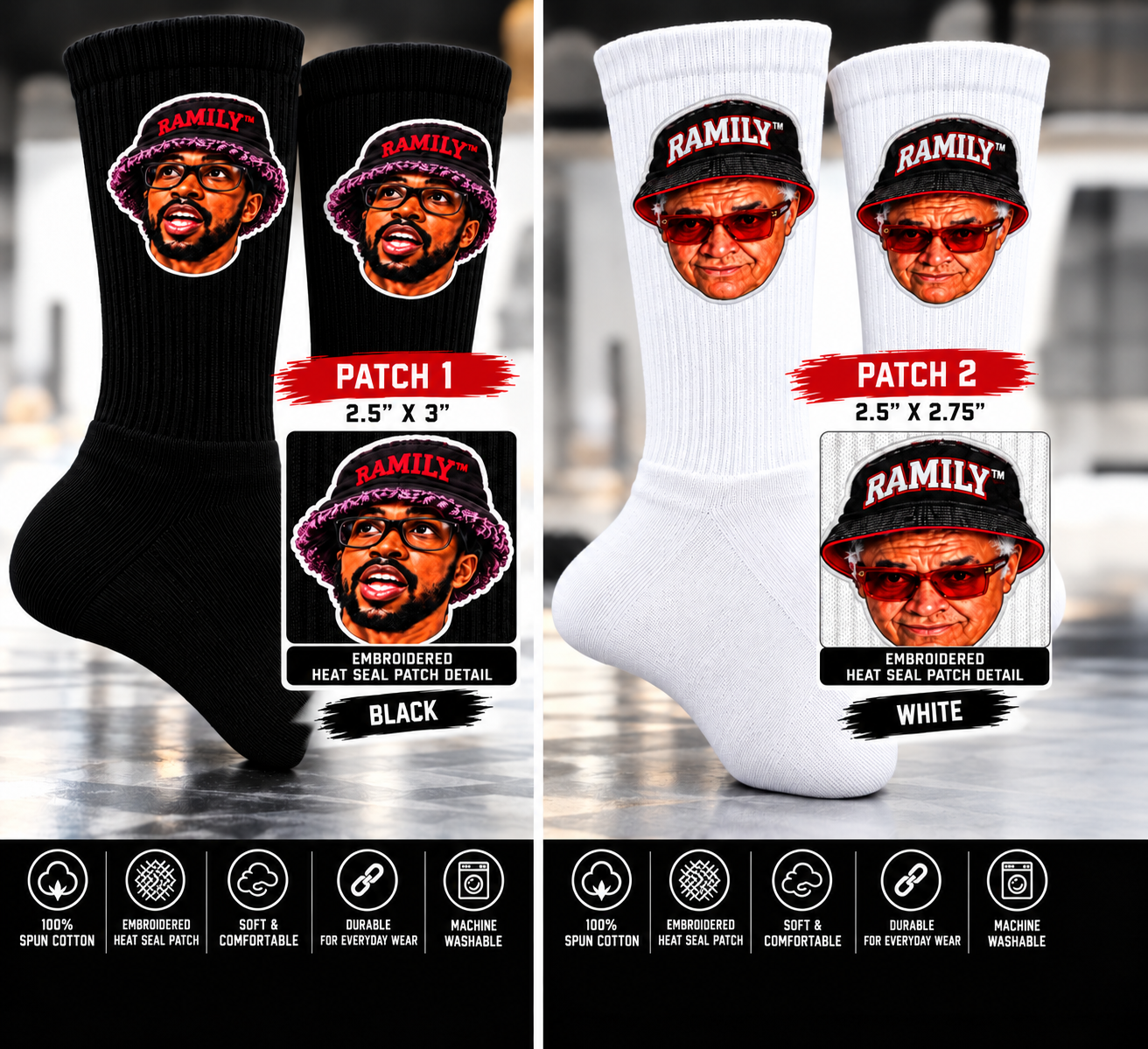 Ramily Hoop Legend Embroidered Crew Socks